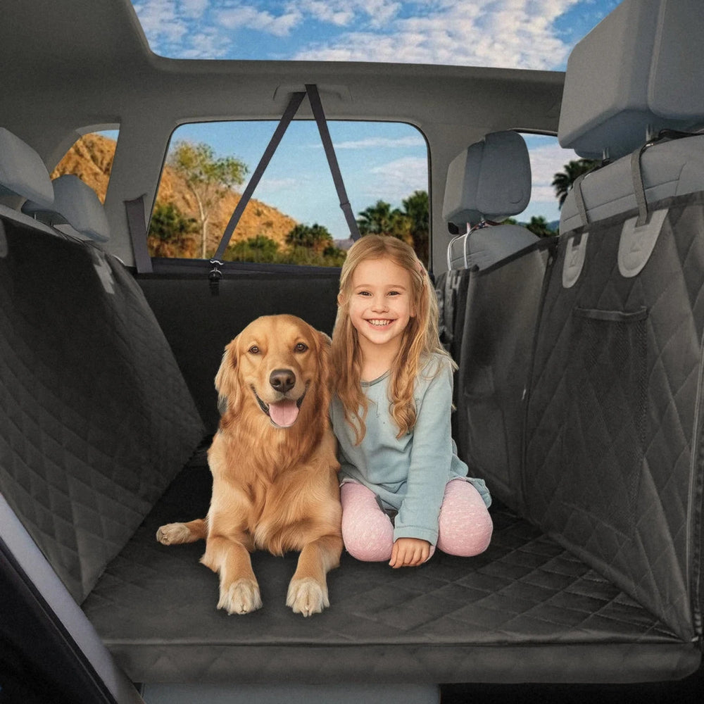 Hund und Kind auf der Rücksitzverlängerung